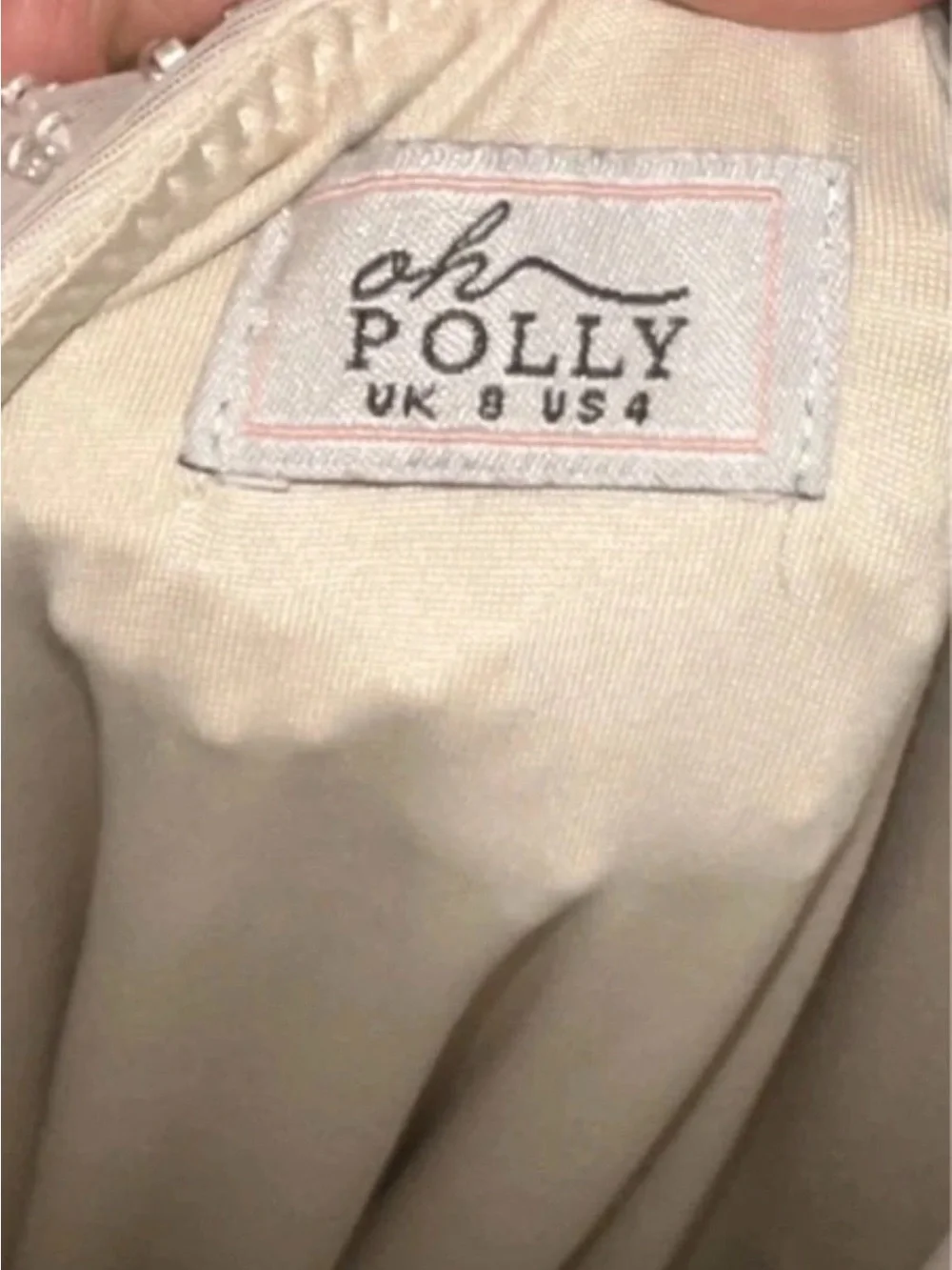 Oh Polly Ivory Strapless Beaded Evening Dress